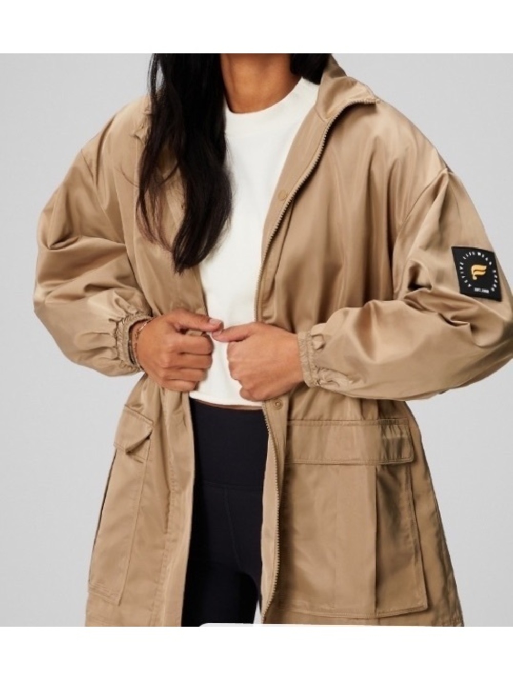 Fabletics beige utility parka medium